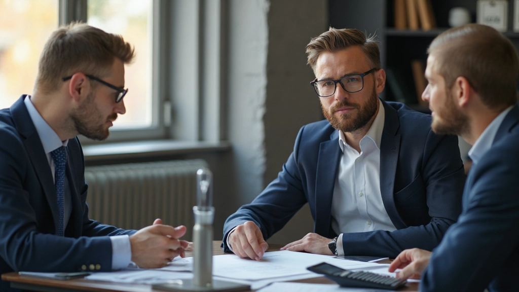 Профессиональное фото финансового консультанта, обсуждающего план сбережений с молодой парой