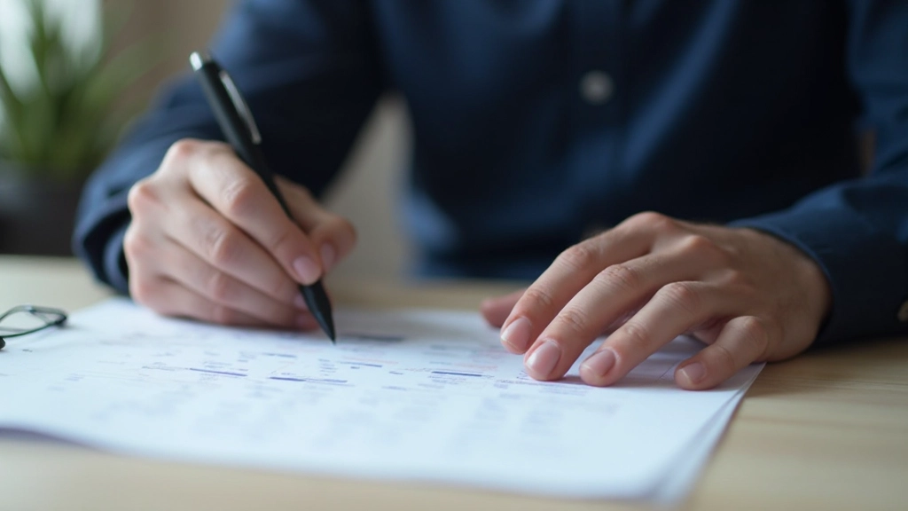 Фото человека, заполняющего таблицу планирования расходов на рабочем столе