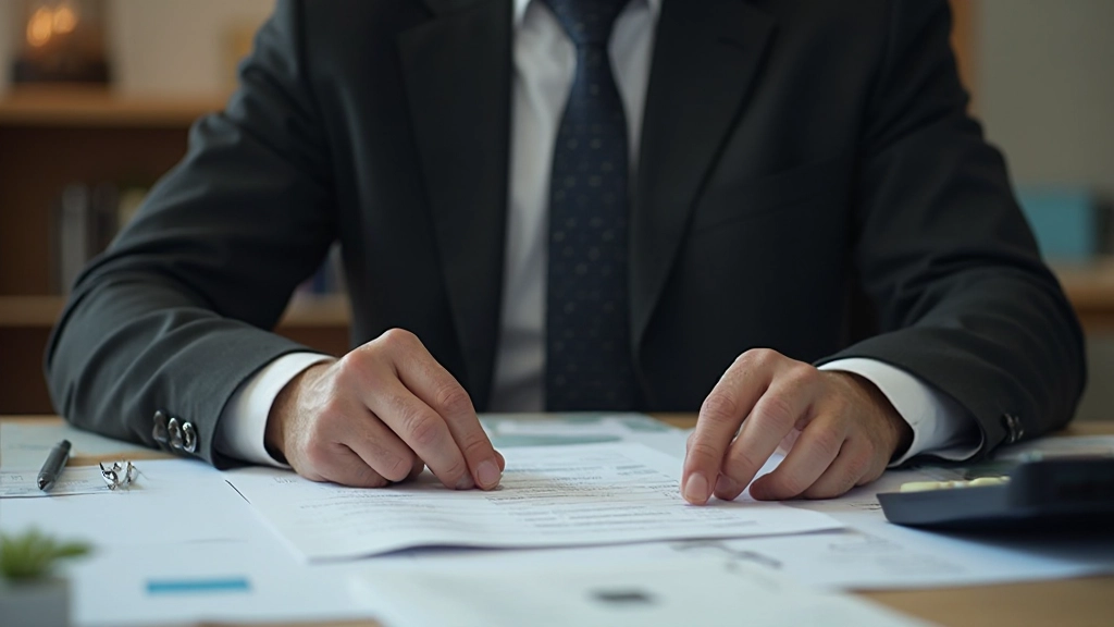 Фото человека, анализирующего кредитные документы с калькулятором и блокнотом