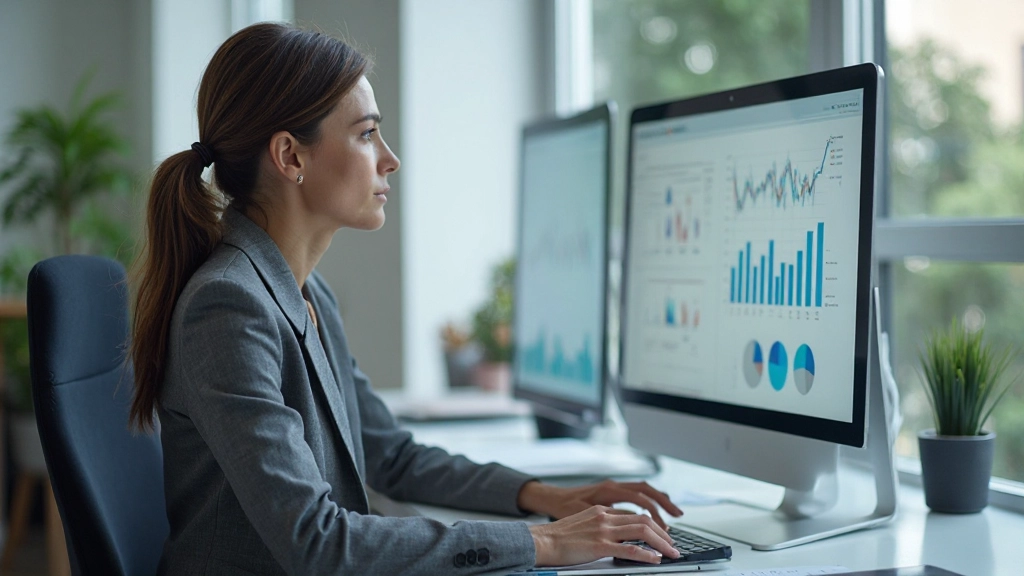 Фото аналитика, изучающего финансовые графики на компьютере с диаграммами